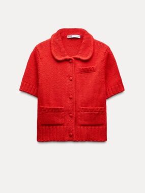 ZARA KNIT CARDIGAN WITH SHORT SLEEVES